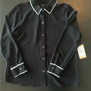 Halogen Piped Detail Button-Up Shirt